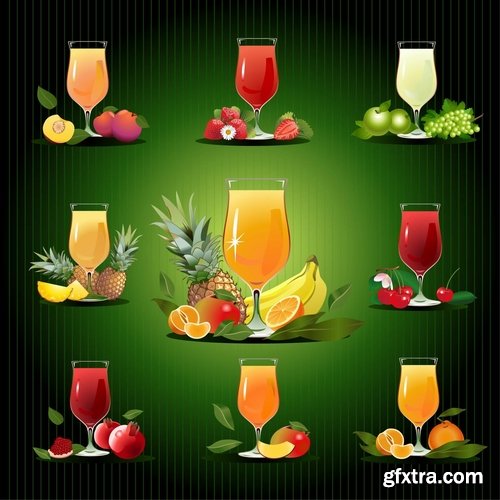 Collection of pomegranate juice garnet red rind seed vector image 25 EPS