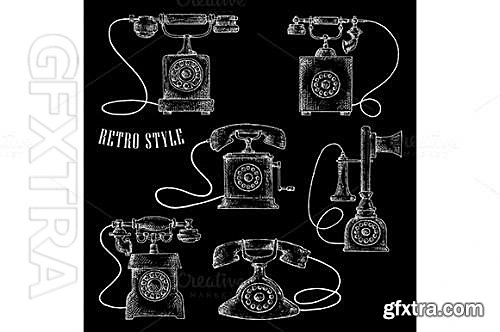 CM - Retro rotary dial telephone icons 580970