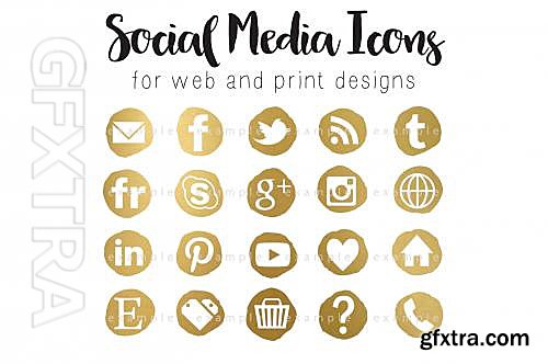 CM - Social media icons gold nugget 583036