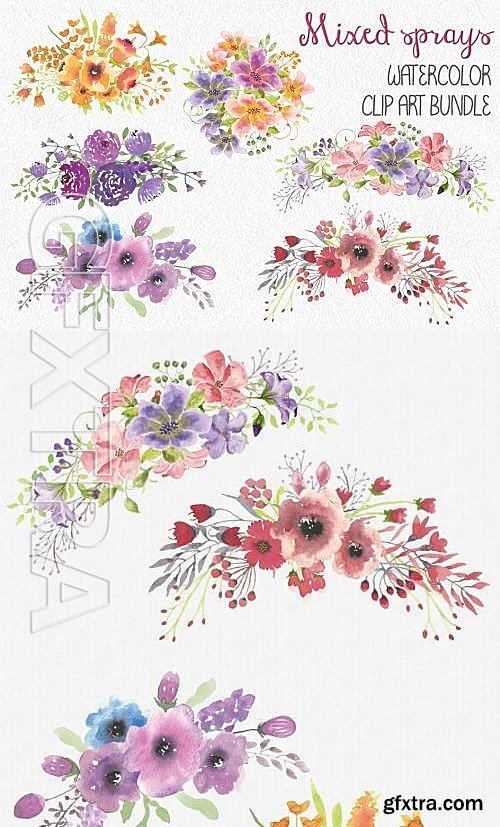 CM - Watercolor bundle floral sprays 582898