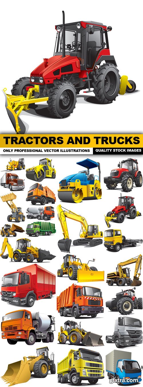 Tractors And Trucks - 25 Vector