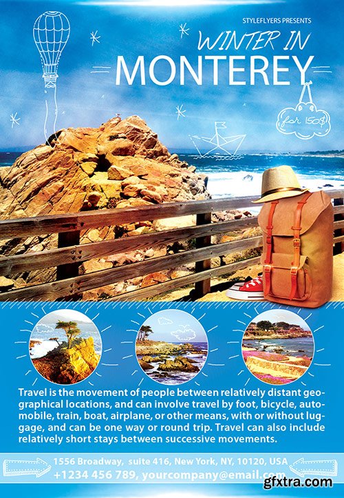 Winter in Monterey Flyer PSD Template + Facebook Cover