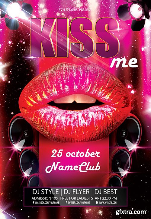 Kiss me PSD Flyer Template + Facebook Cover