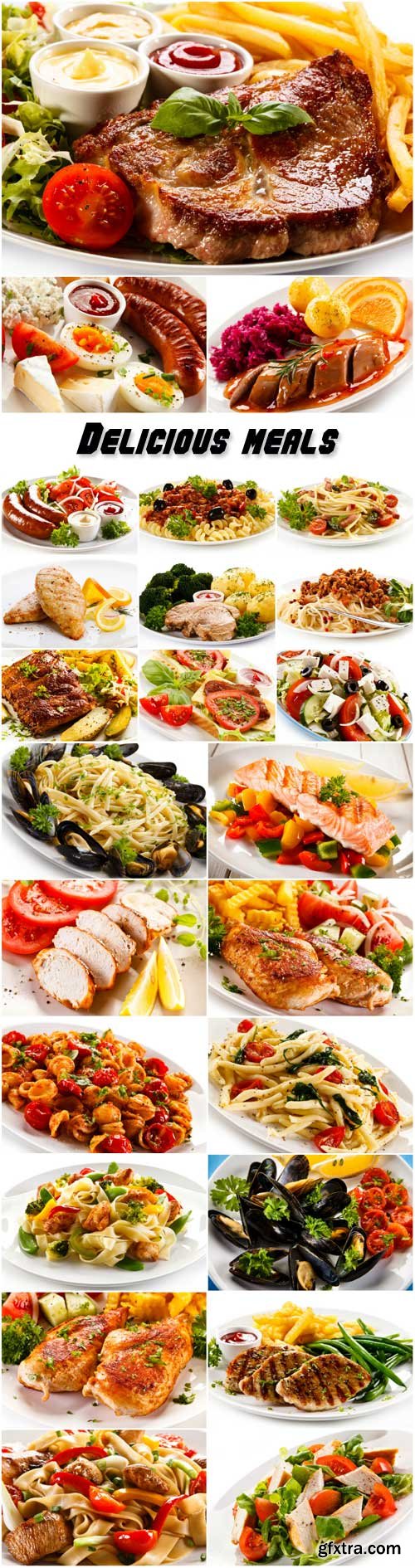 Delicious meals, meat, vegetables, seafood