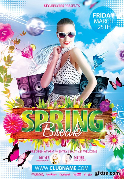 Spring Break Flyer PSD Template + Facebook Cover