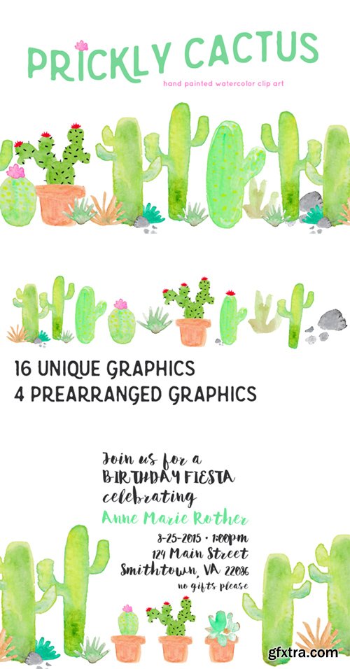 Cactus Watercolor Clip Art - CM 335156