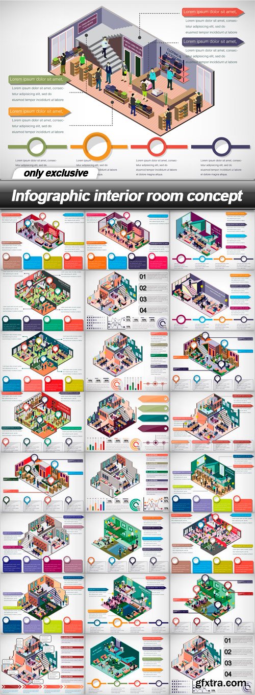 Infographic interior room concept - 25 EPS