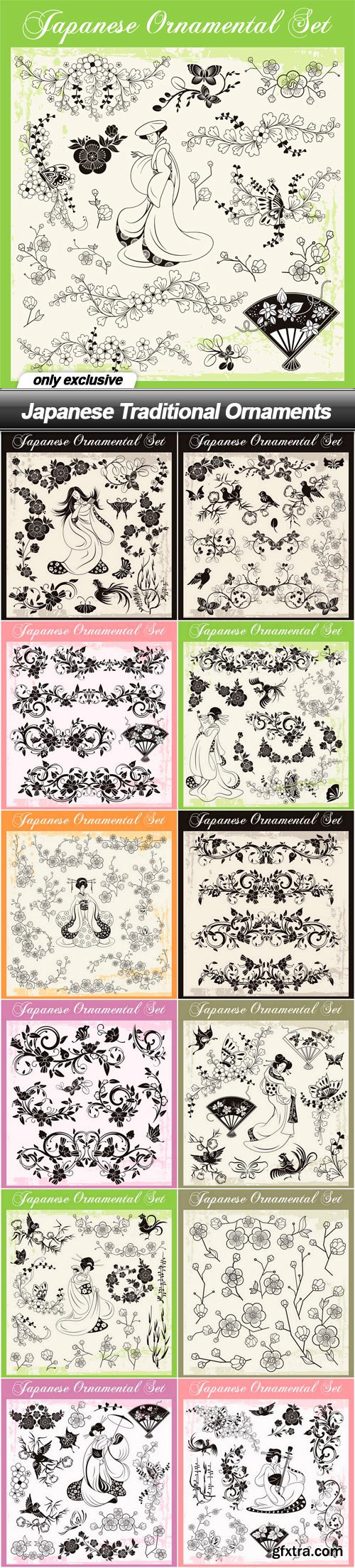 Japanese Traditional Ornaments - 13 EPS