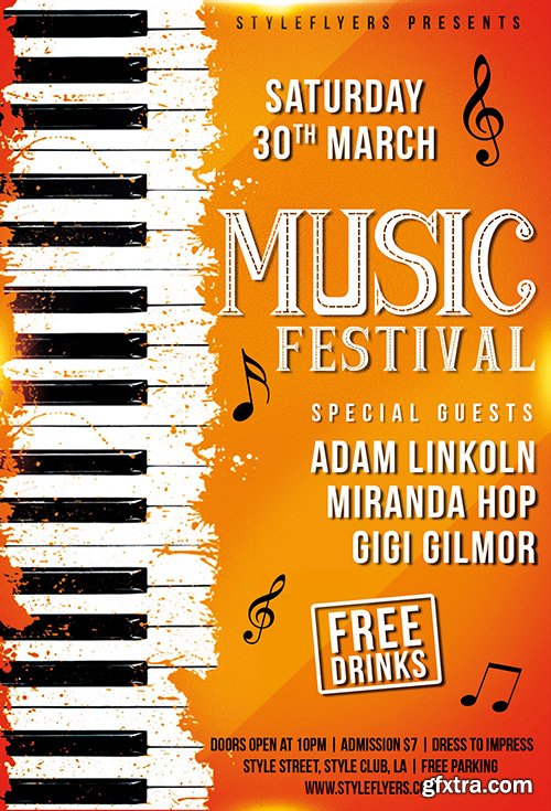 Music Festival PSD Flyer Template + Facebook Cover