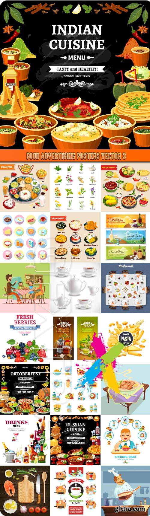 Food advertising posters vector 3