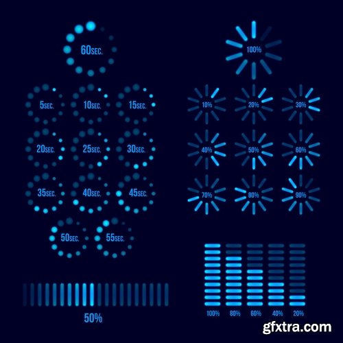 Collection charge indicator equalizer vector image 25 EPS