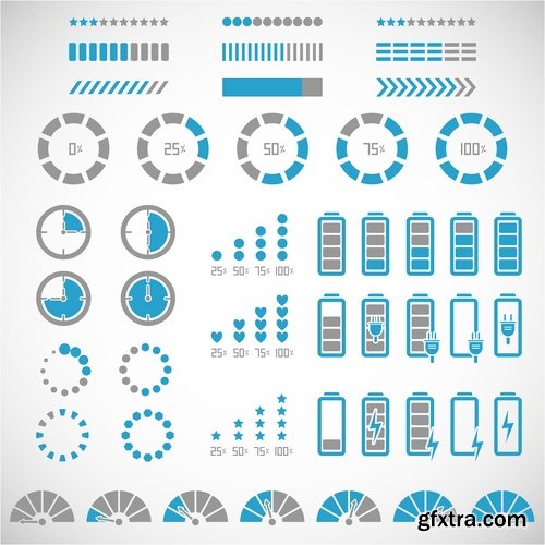 Collection charge indicator equalizer vector image 25 EPS