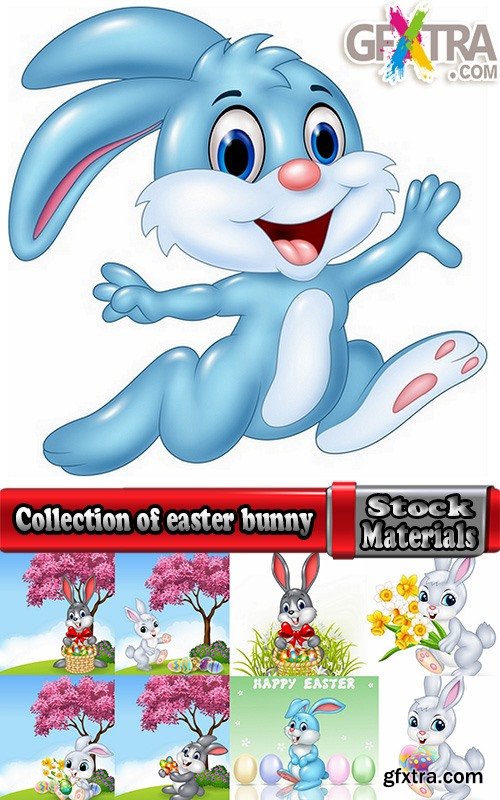 Collection of easter bunny gift card holiday vector image 25 EPS