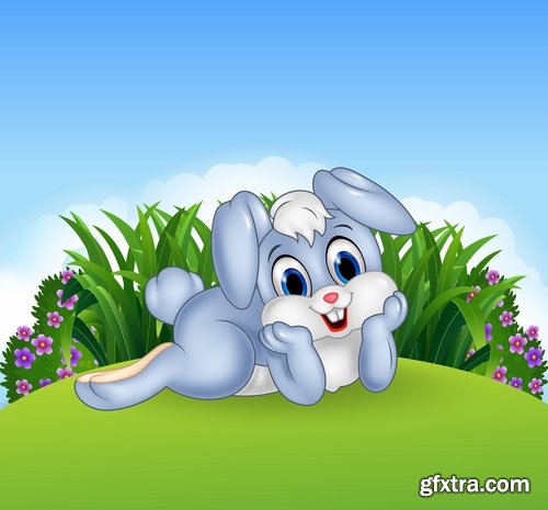 Collection of easter bunny gift card holiday vector image 25 EPS