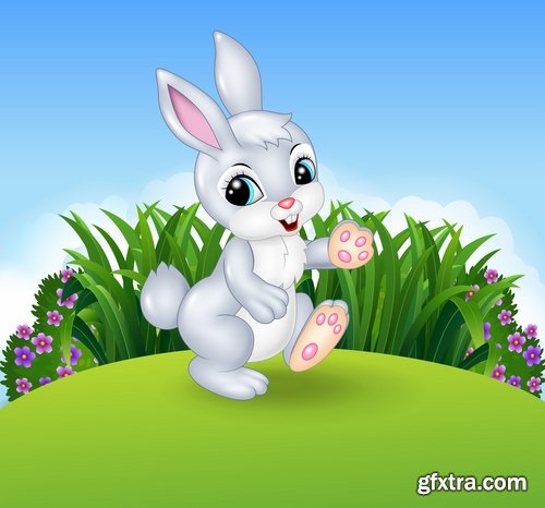 Collection of easter bunny gift card holiday vector image 25 EPS