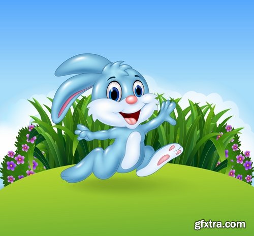 Collection of easter bunny gift card holiday vector image 25 EPS