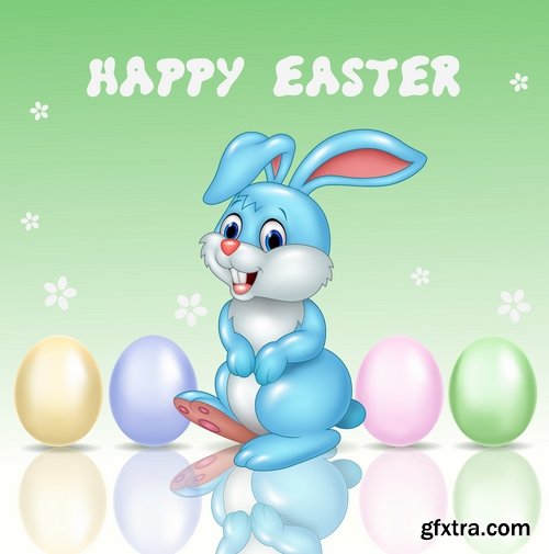 Collection of easter bunny gift card holiday vector image 25 EPS