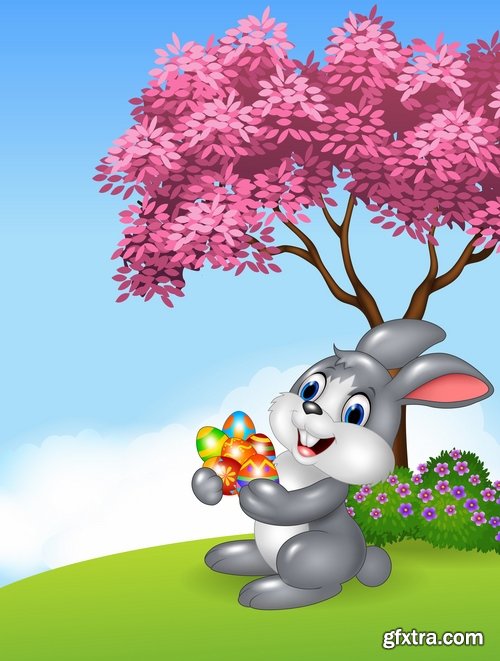 Collection of easter bunny gift card holiday vector image 25 EPS