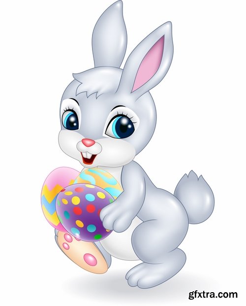 Collection of easter bunny gift card holiday vector image 25 EPS