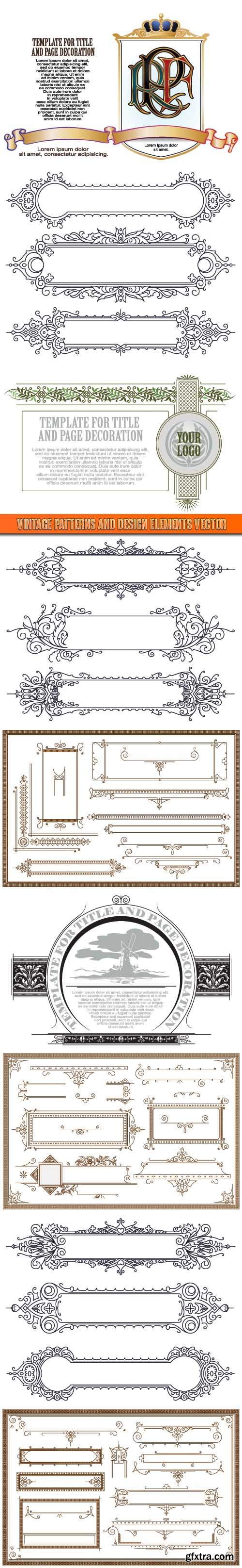 Vintage patterns and design elements vector