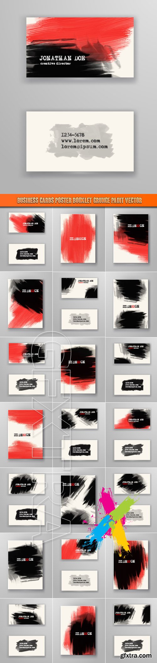 Business cards poster booklet grunge paint vector