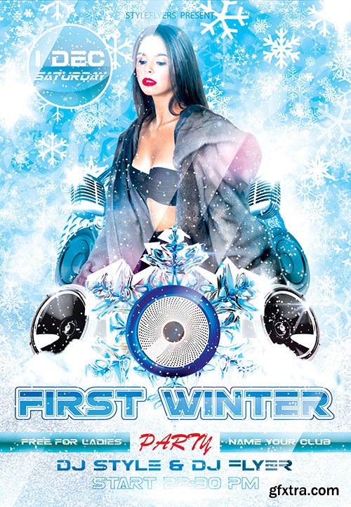 First Winter Party Flyer PSD Template + Facebook Cover