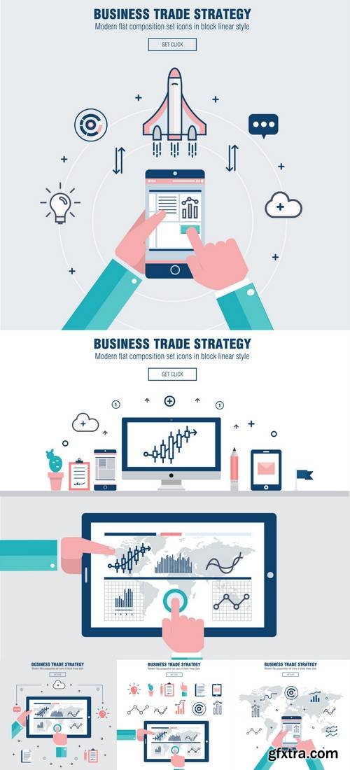 Modern Block Line Flat Business Trade Strategy