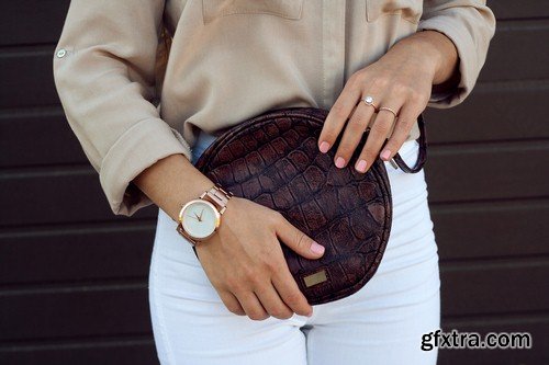 Girl with fashionable bag