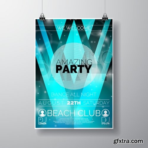 Collection flyer banner poster party holiday disco vector image 25 EPS