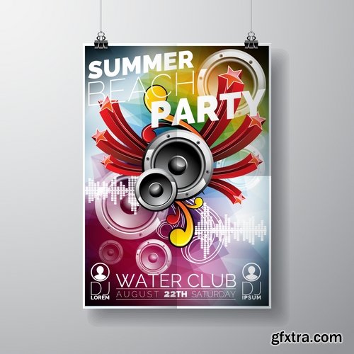 Collection flyer banner poster party holiday disco vector image 25 EPS