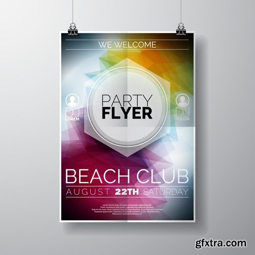 Collection flyer banner poster party holiday disco vector image 25 EPS