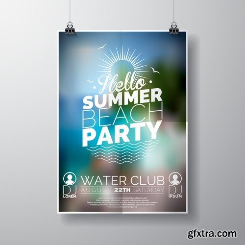 Collection flyer banner poster party holiday disco vector image 25 EPS