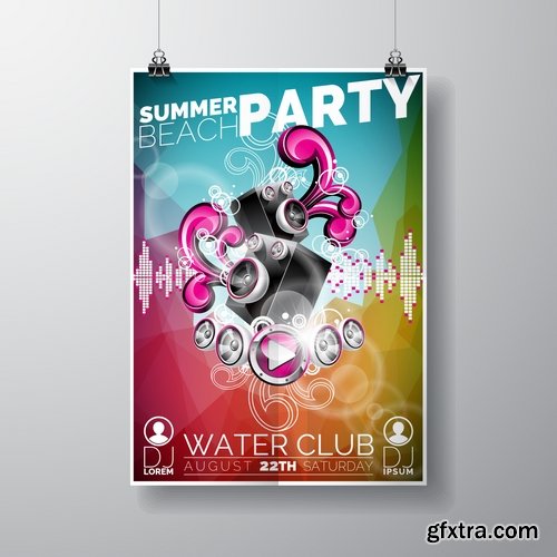 Collection flyer banner poster party holiday disco vector image 25 EPS