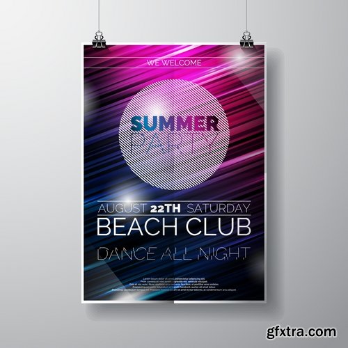 Collection flyer banner poster party holiday disco vector image 25 EPS