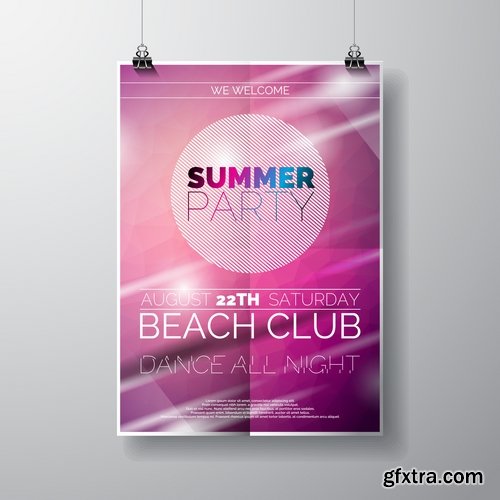 Collection flyer banner poster party holiday disco vector image 25 EPS