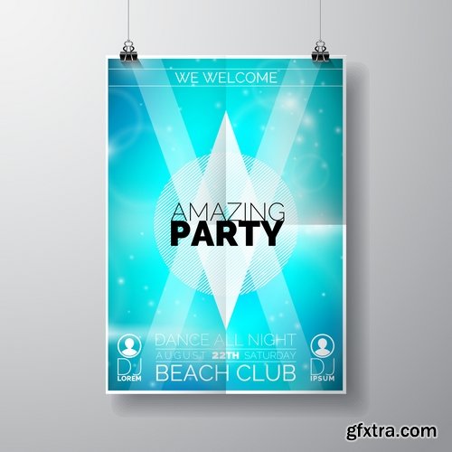 Collection flyer banner poster party holiday disco vector image 25 EPS