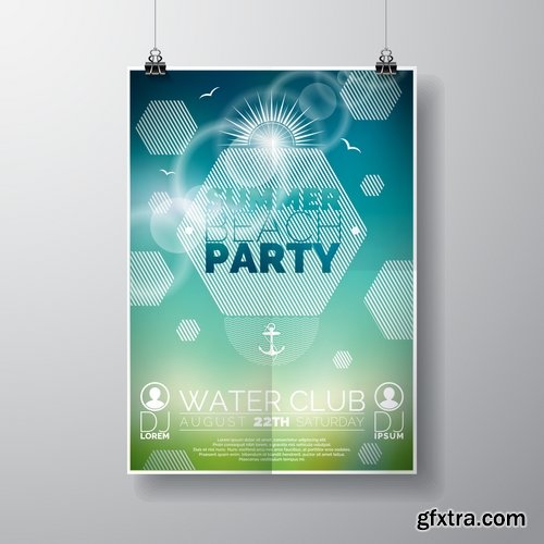 Collection flyer banner poster party holiday disco vector image 25 EPS