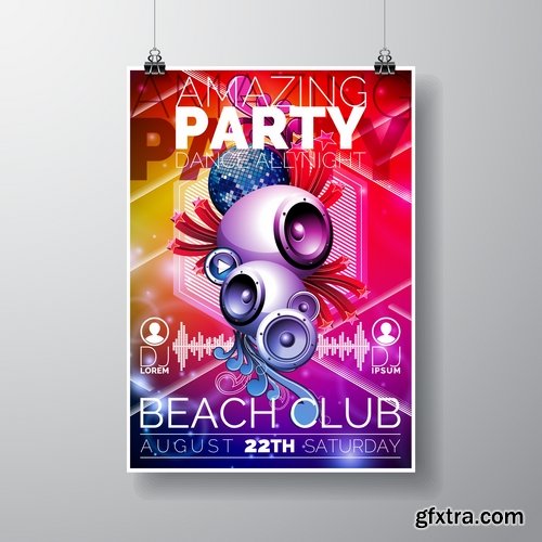 Collection flyer banner poster party holiday disco vector image 25 EPS