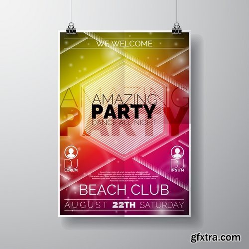 Collection flyer banner poster party holiday disco vector image 25 EPS