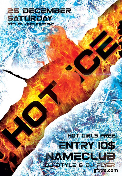 Hot Ice Party PSD Flyer Template + Facebook Cover