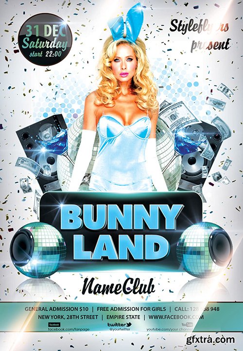 Bunny Land PSD Flyer Template + Facebook Cover