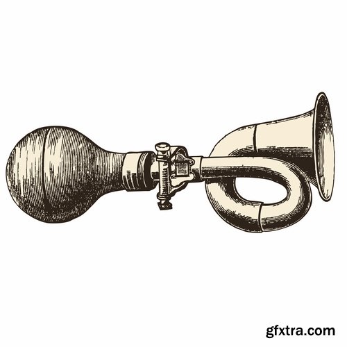 Collection of klaxon horn trumpet vector image 25 EPS