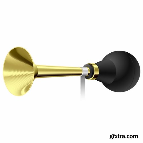 Collection of klaxon horn trumpet vector image 25 EPS