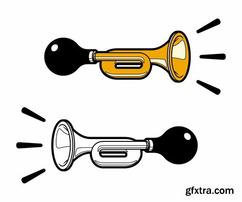 Collection of klaxon horn trumpet vector image 25 EPS