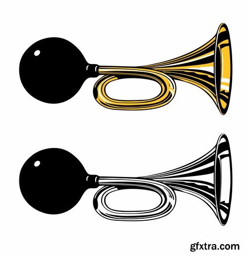 Collection of klaxon horn trumpet vector image 25 EPS