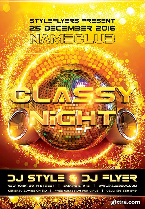 Classy Night PSD Flyer Template + Facebook Cover