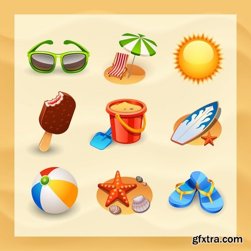 Collection of tourism objects things for travel 25 EPS