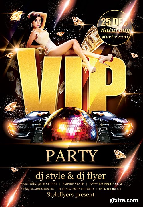 VIP Party PSD Flyer Template + Facebook Cover