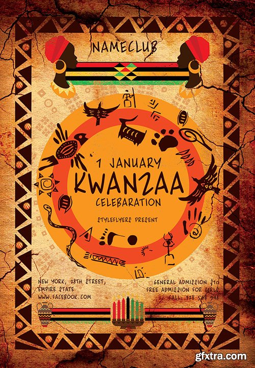 Kwanzaa Celebaration PSD Flyer Template + Facebook Cover