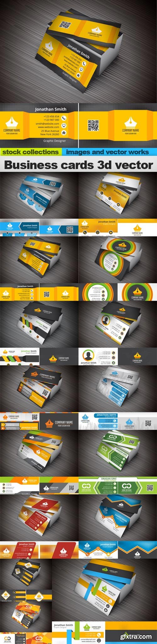 Business cards 3d vector, 15 x EPS